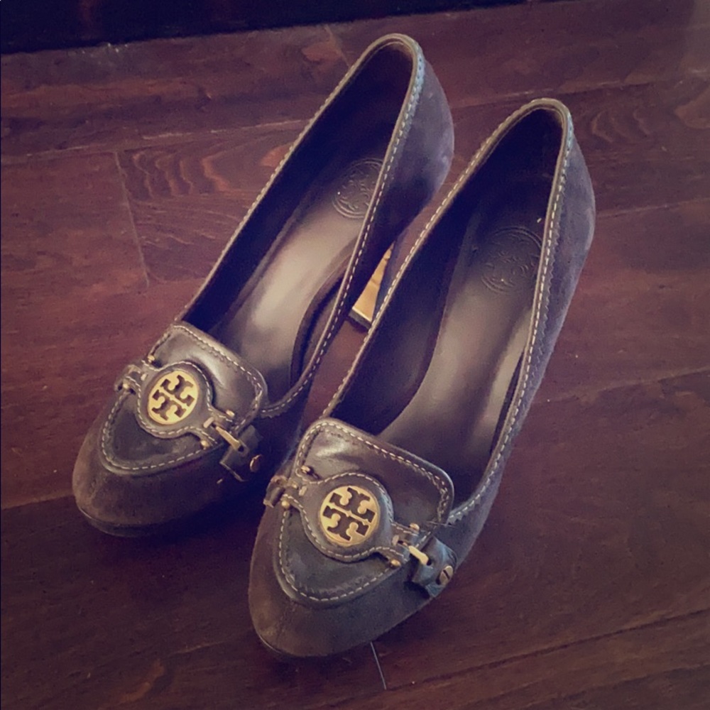 Tory Burch dark brown suede pumps